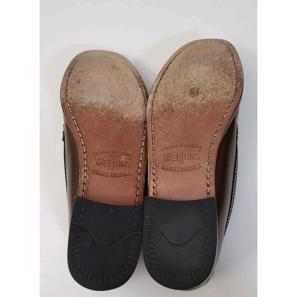 GH BASS & CO Weejuns Estelle Loafers Womens 7.5 Brown Leather Tassle Preppy - Picture 10 of 11